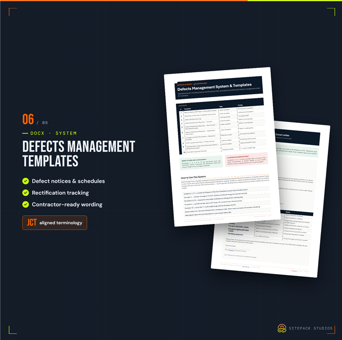 Preview of the UK Defects Management Templates