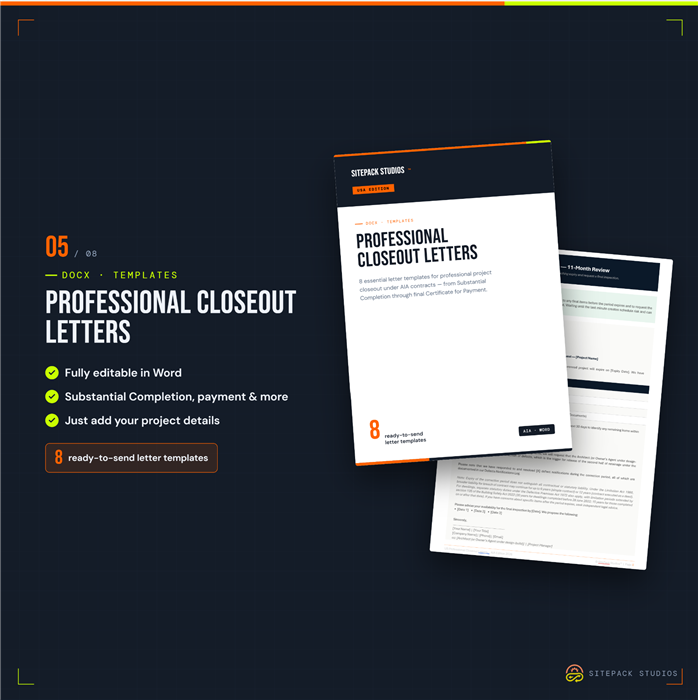 Preview of the US Professional Closeout Letters